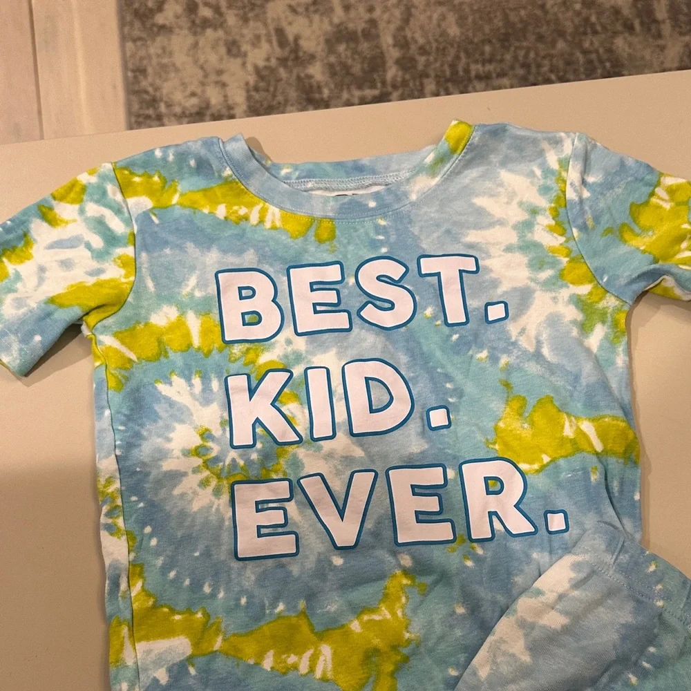 The Children's Place Tie-Dye Pajama Set - Blue and Yellow shorts &  short sleeve